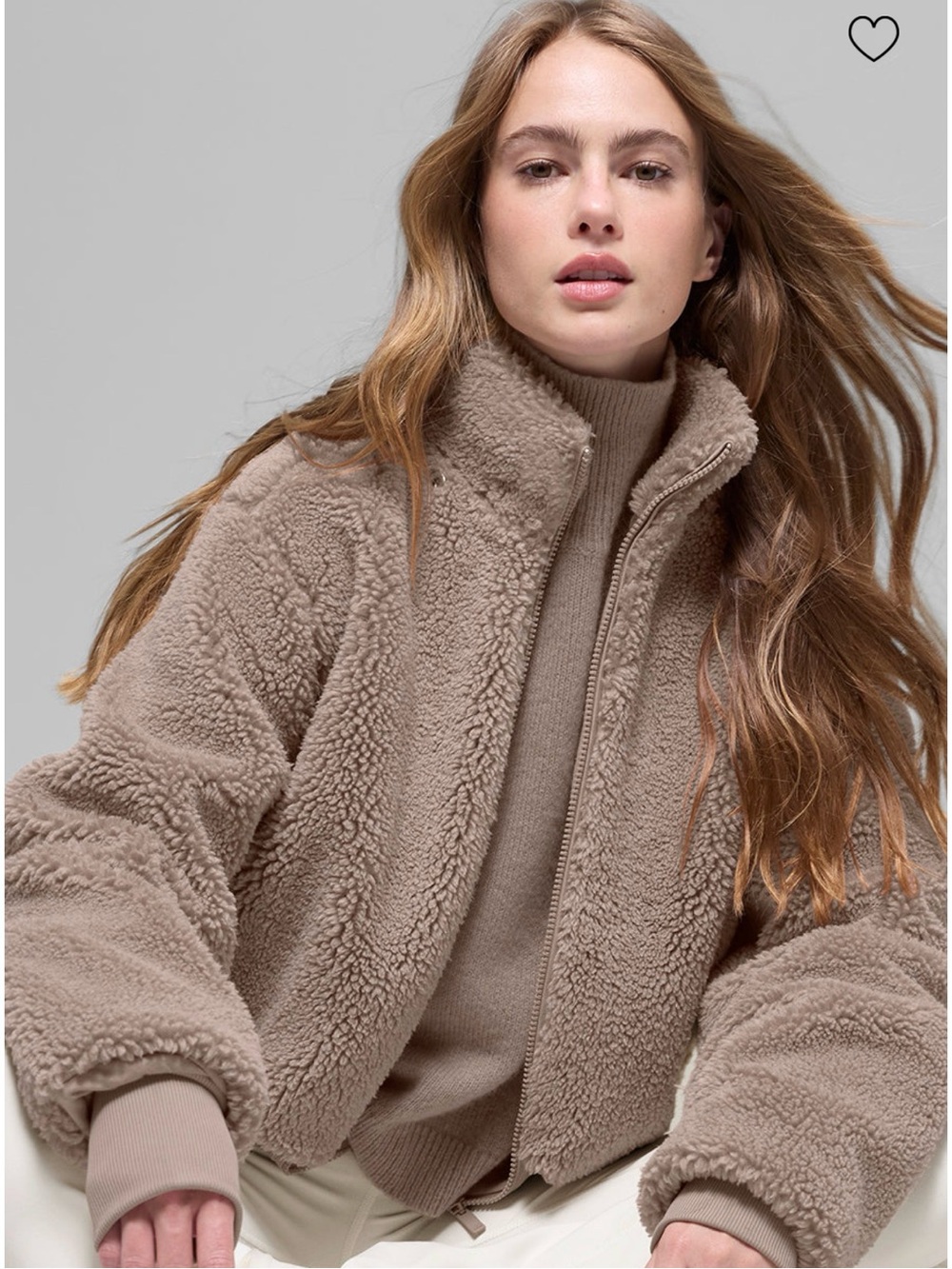 ALO Yoga Taupe Sherpa Teddy Zip Jacket